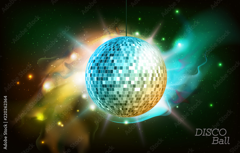 Wall mural disco ball. disco ball on open space background