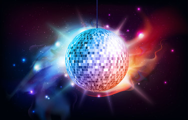 Disco ball. Disco ball on open space background