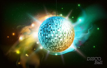 Disco ball. Disco ball on open space background