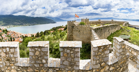 Fototapeta na wymiar The historical fortress of Tsar Samuel on the hill top in Ohrid, Macedonia