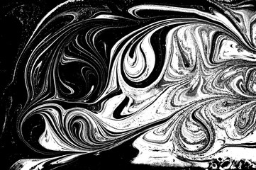 Marble abstract artwork texture. Black and white wave pattern.