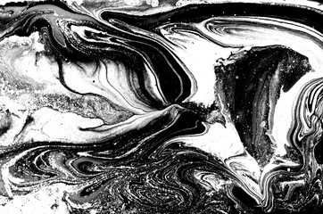 Marble abstract artwork texture. Black and white wave pattern.