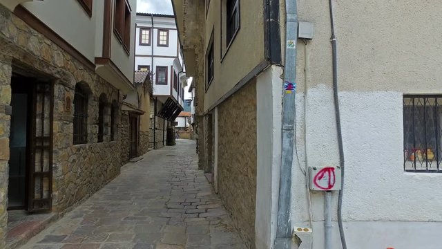 Alley street and historic house arhitekture in Ohrid, Macedonia