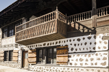 typical old wooden balcony at Bansko, Bulgaria