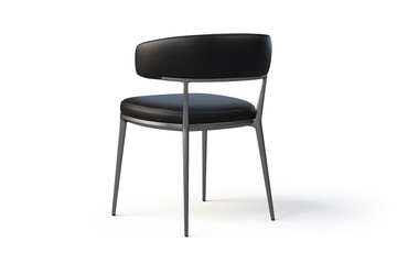 Black leather chair with metal legs. 3d render