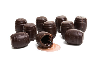 chocolate barrels with liquor