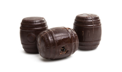 chocolate barrels with liquor
