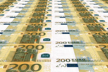 200 euro bill polygraphic process in a modern printing house