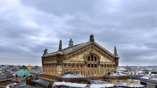 Opera Garnier in paris from Galeries Lafayette rooftop view point, cityscape panorama