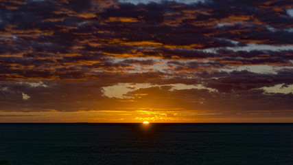 Fototapeta na wymiar Orange Sunrise at morning, Makgadikgadi Pan, Botswana, Africa