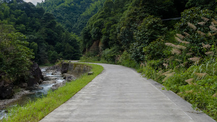 Fototapeta na wymiar bend in the road by the creek