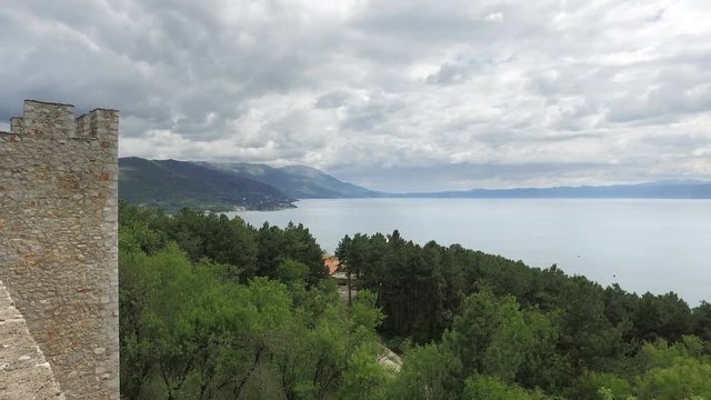 View to Ohrid Lake from fortress highest hll point, Macedonia