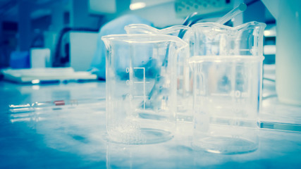 Laboratoey equipment in blue tone.