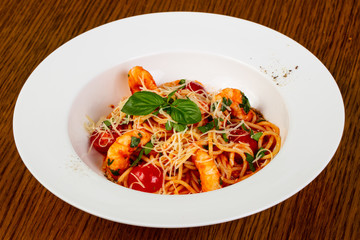 Spaghetti with prawn