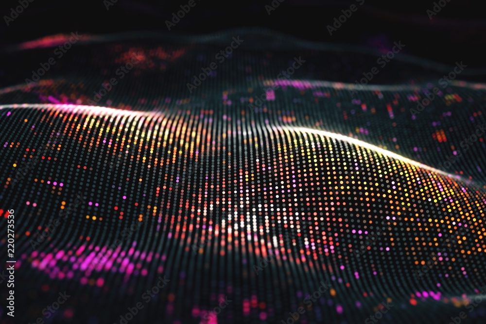Poster abstract glowing virtual neural network. futuristic coding or artificial intelligence concept 3d ill