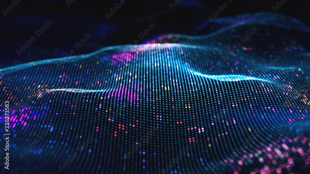Poster abstract glowing virtual neural network. futuristic coding or artificial intelligence concept 3d ill
