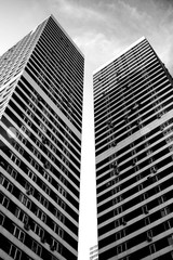 Fototapeta premium new high-rise building in Moscow in black and white