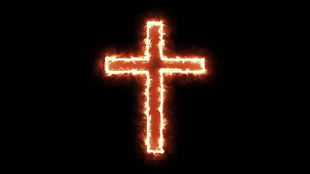 4k Christian Cross Symbol Burning/
Animation of an ultra hd christian cross with burning flames