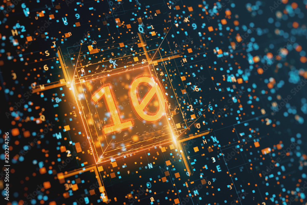 Poster abstract digital background with hexadecimal and binary code 3d illustration