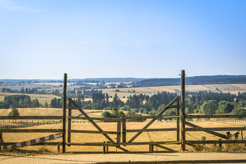 Fototapeta na wymiar Wooden gate at a ranch