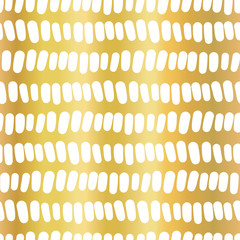 Gold foil stripes seamless vector pattern. Vertical white strokes in horizontal lines on golden background. Elegant design for digital paper, web banner, wedding, party invite, birthday celebration