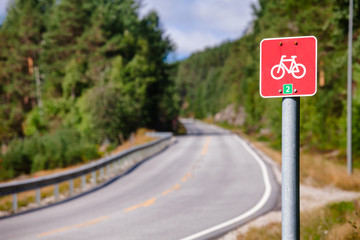 Cycle route sign in Southern Norway