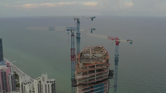 Aerial Armani Tower highrise condo under construction