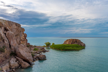 lake with beautiful rocks