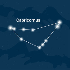 Fototapeta na wymiar The constellation Capricornus (The Sea Goat) - Vector