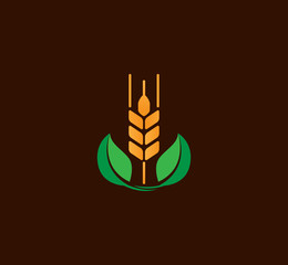 agriculture technology with wheat symbol vector logo design