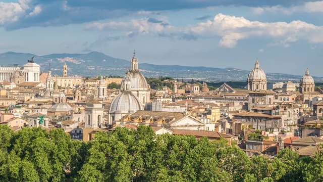 Rome Italy time lapse 4K, aerial view city skyline timelapse