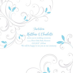Fototapeta na wymiar Cute wedding invitation with flowers of dahlias. Congratulations on your birthday, invitation card. Flower pattern. Element for printing, design, creativity, scrapbooking.