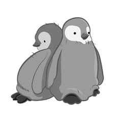 two cute baby penguins 