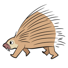 cute little cartoon porcupine walking