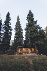 A trail leading to a cabin in the woods near Vail, Colorado. 