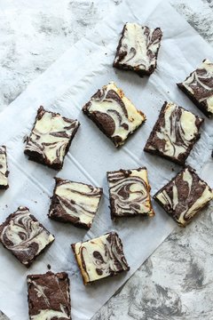 Homemade Cheesecake Swirl Brownies Overhead View