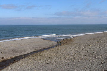 Stone and sand beach in Great Breton, Nova Scotia