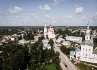 The Nativity Church, Totma, Russia. Architectural forms reminiscent of a ship. view from above