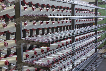 Polyethylene filament production at the plant, automated work of machine tools