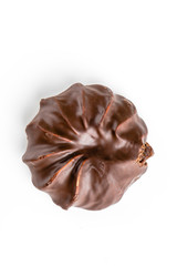 dark chocolate-coated zefir view isolated on white background food dessert