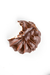 dark chocolate-coated zefir view isolated on white background food dessert