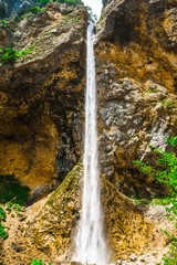 View on Rinka waterfall in logarska dolina valley - Slovenia © streetflash
