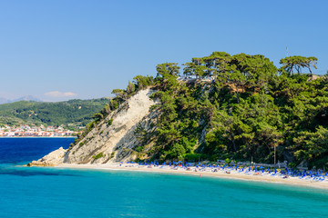 Naklejka na ściany i meble Tsamadou beach, a beautiful scenic beach on the North coast of the Greek island of Samos, a popular holiday destination, Samos island, Greece
