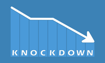 Knockdown - decreasing graph - obrazy, fototapety, plakaty