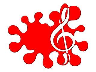 Spot and treble clef on a white background