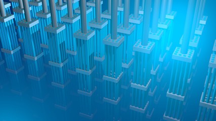 Nuclear fuel rods. 3d Render.Angled view © vrx123