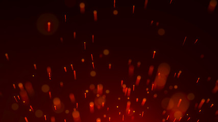 Plakat Abstract background of particles. Fire flying sparks. Burning red sparks. Fire. 4k background.