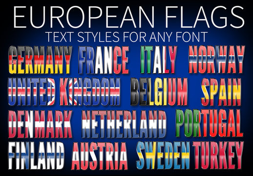 European Flags Text Styles