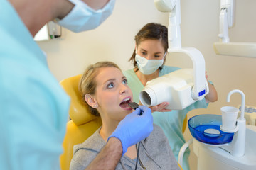 Woman having dental xray