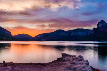 Sunset at the Sau Reservoir (Catalonia, Spain)